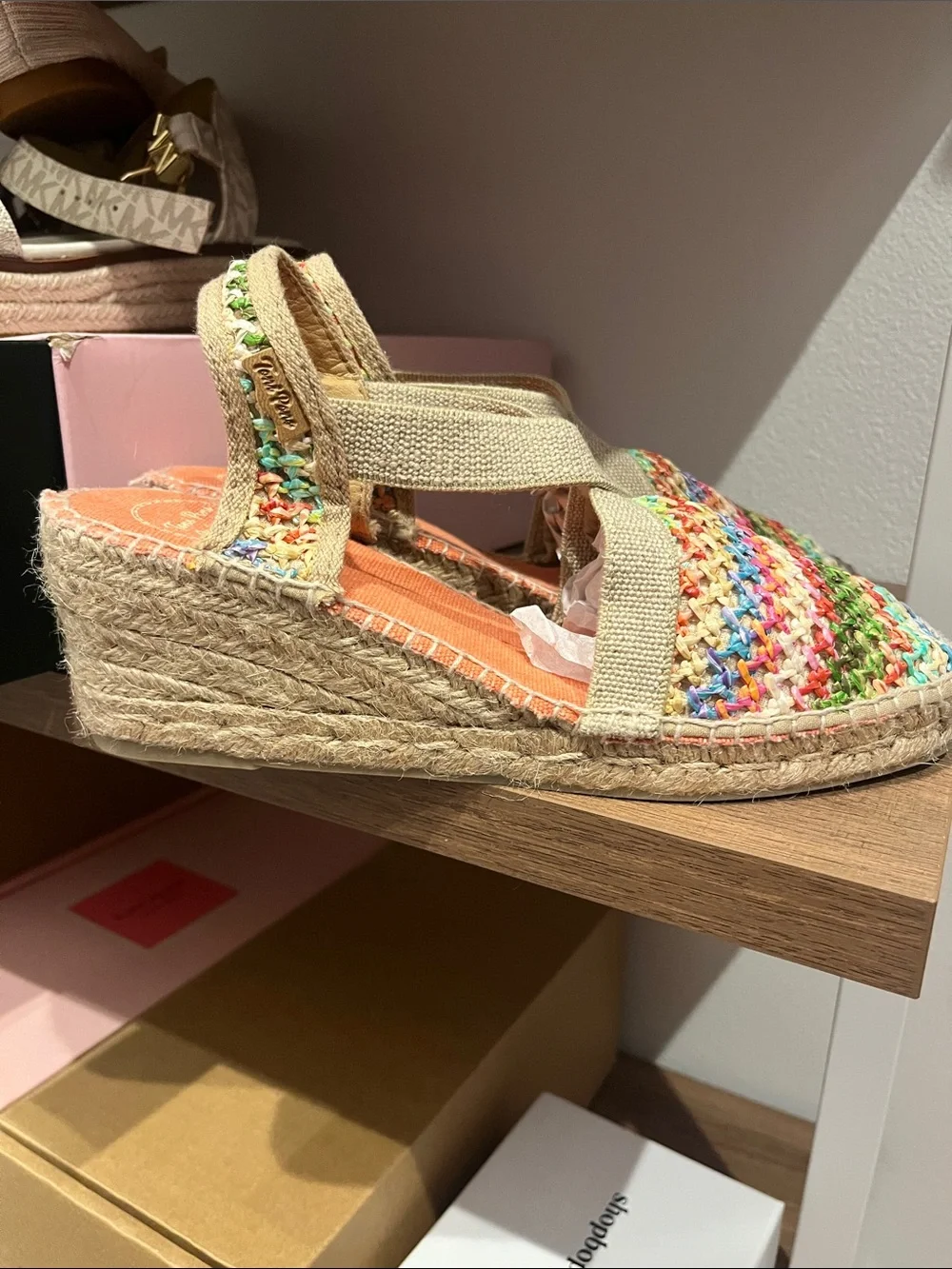 Toni Pons Terra Wedge Espadrille (Sz 39) Multi Beige